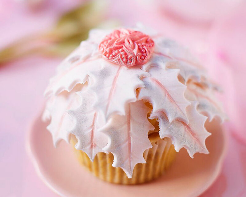 Cupcake with Holly Decoration