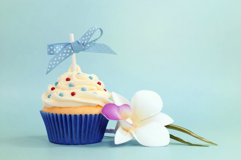 Cupcake with Orchid Flower