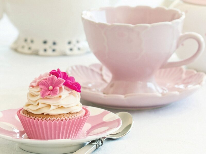 Cupcake with Pink Flowers — Serene, Afternoon