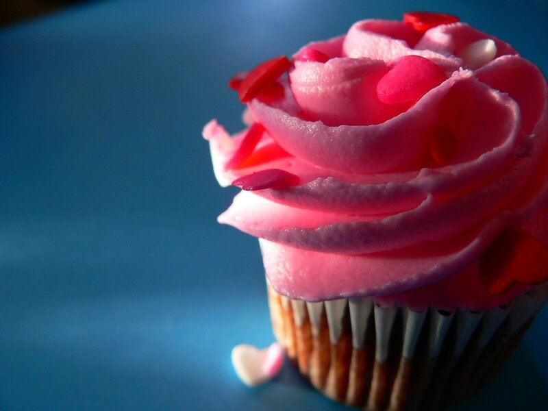 Cupcake with Pink Frosting — Dramatic