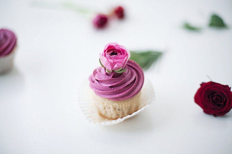 Cupcake with Pink Frosting — White