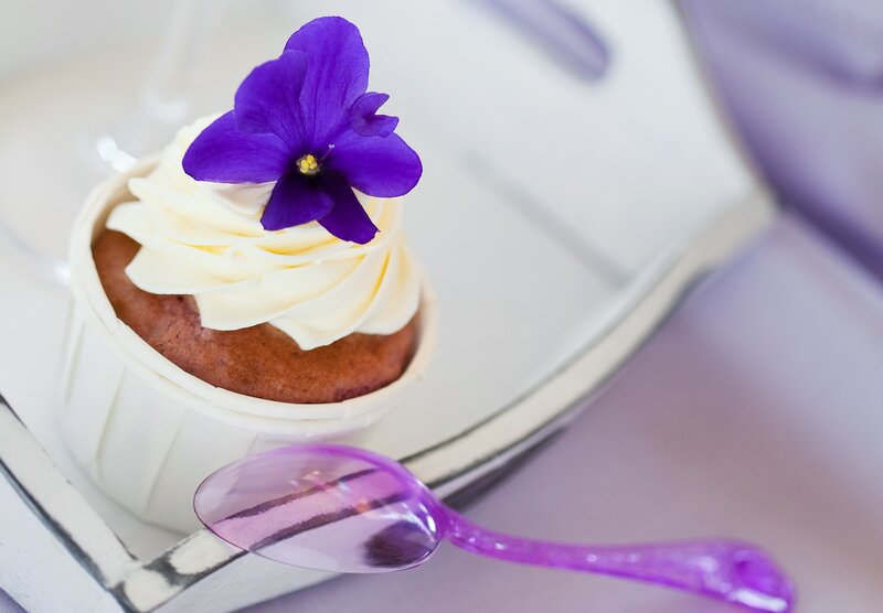Cupcake with Purple Flower — Delicate