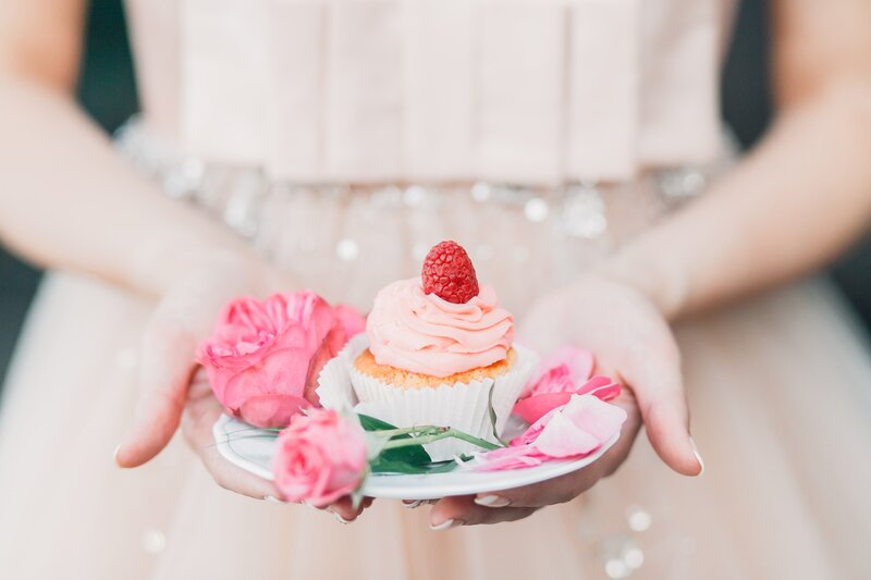 Cupcake with Rose Petals