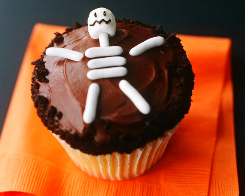 Cupcake with Skeleton Decoration