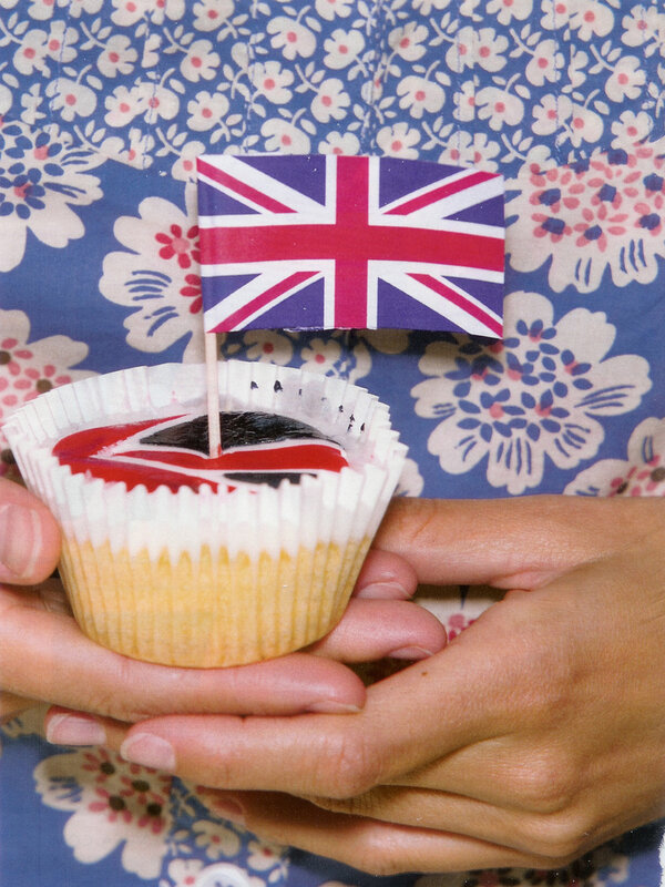 cupcake with union jack flag