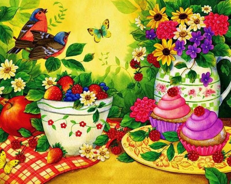 Cupcakes and Fruit Bowl