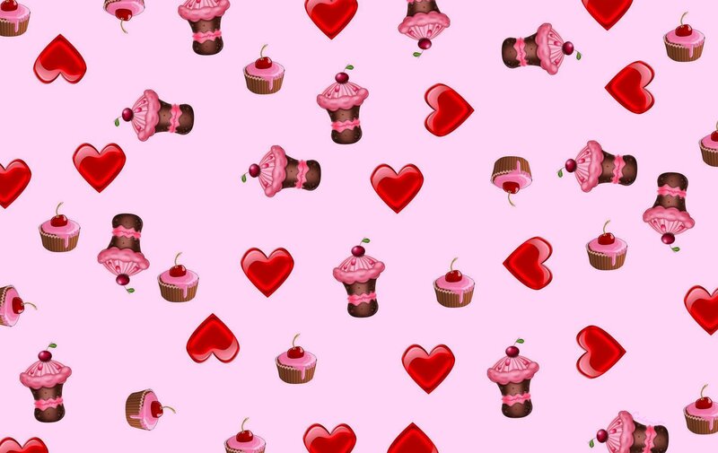 Cupcakes and Hearts Pattern
