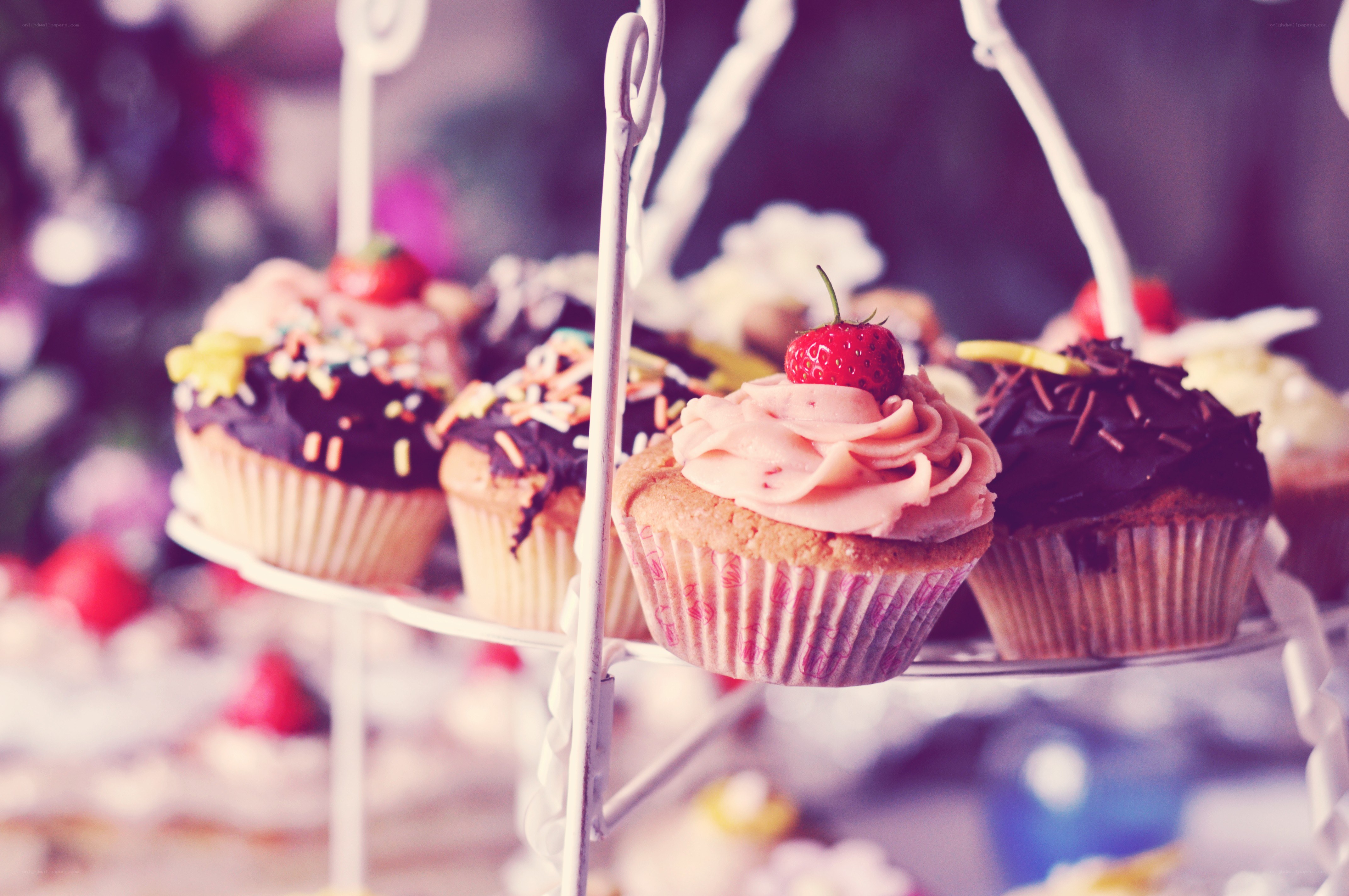 Cupcakes on a tiered stand
