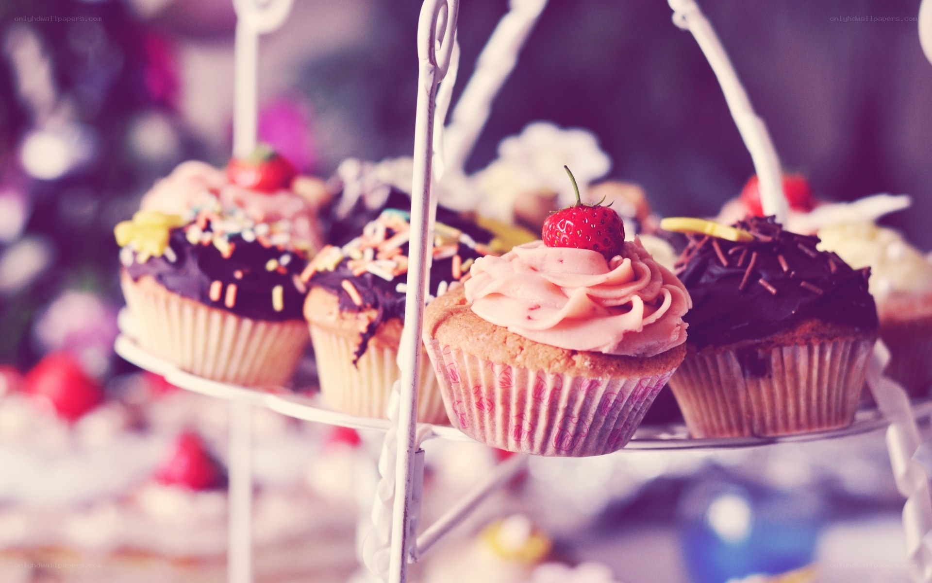 Cupcakes on a tiered stand
