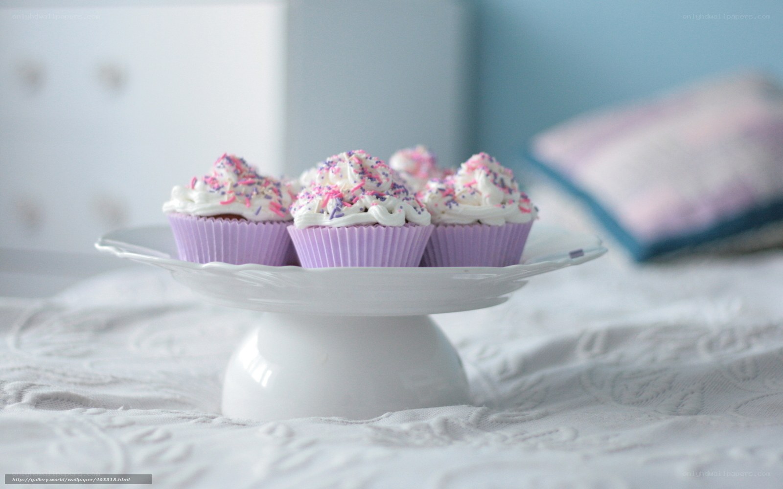 Cupcakes on a white stand