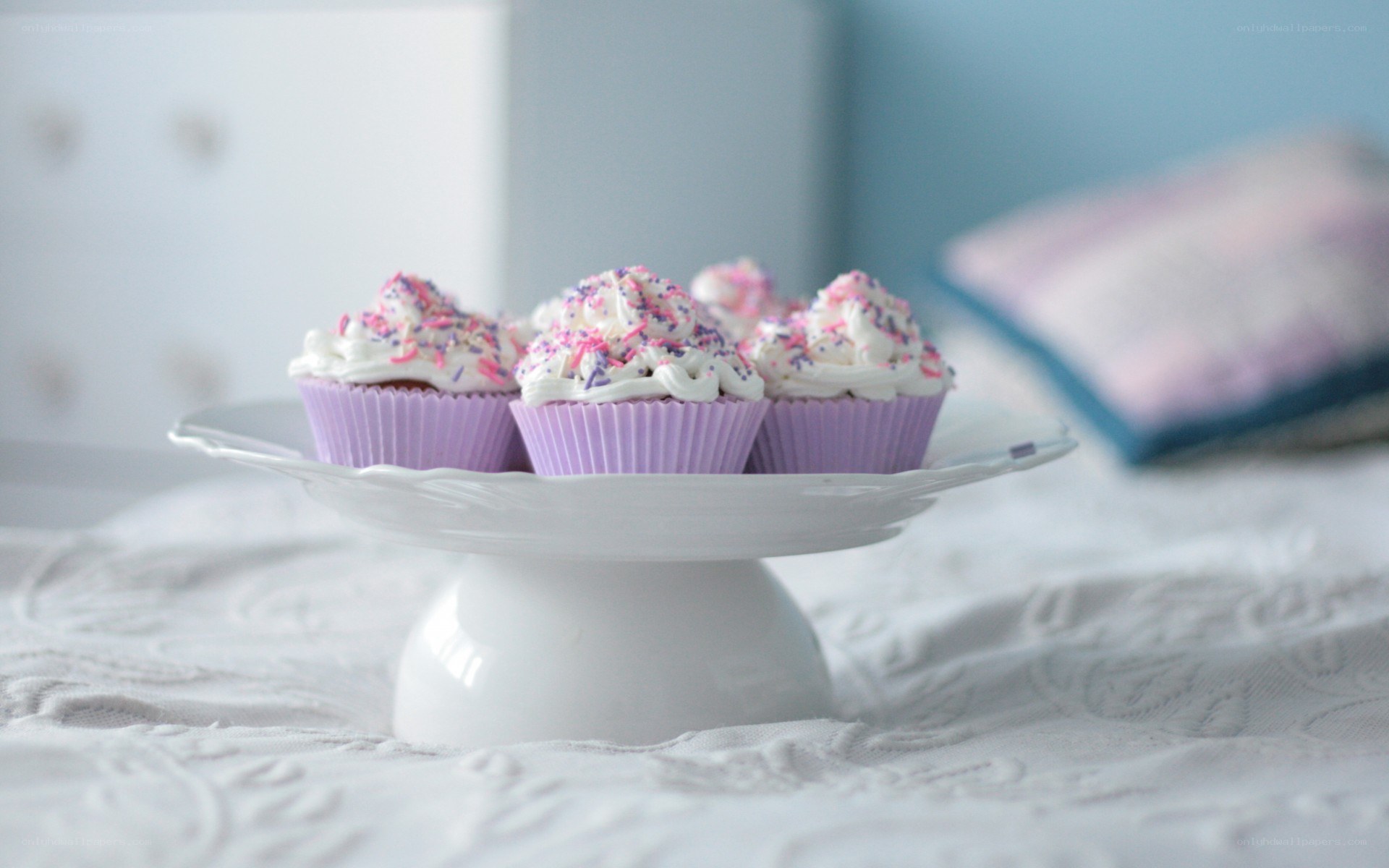 cupcakes on a white stand