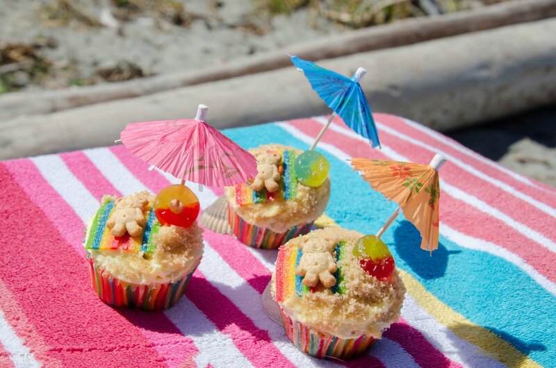 Cupcakes on Beach Towel