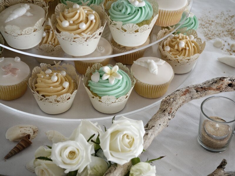 Cupcakes on Tiered Stand — White