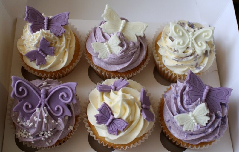 Cupcakes with Butterfly Decorations — Purple