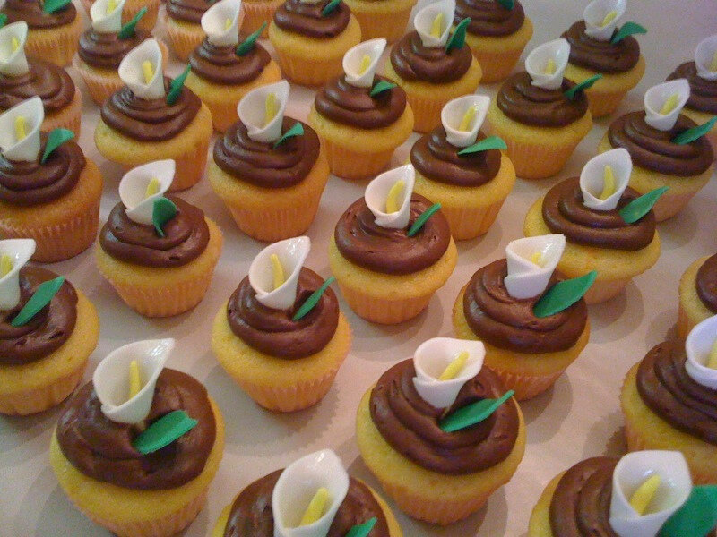 Cupcakes with Calla Lily Decorations