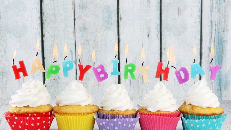 Cupcakes with Candles — White, Festive