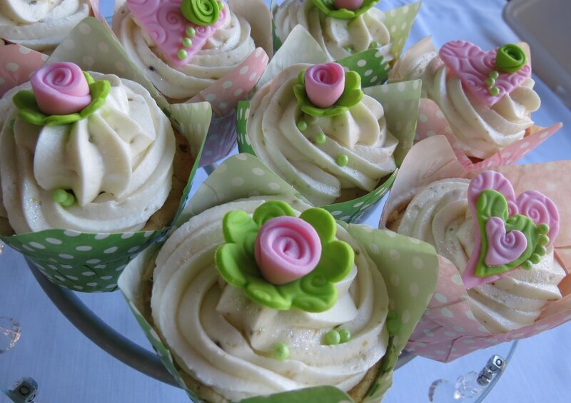 Cupcakes with Floral Decorations