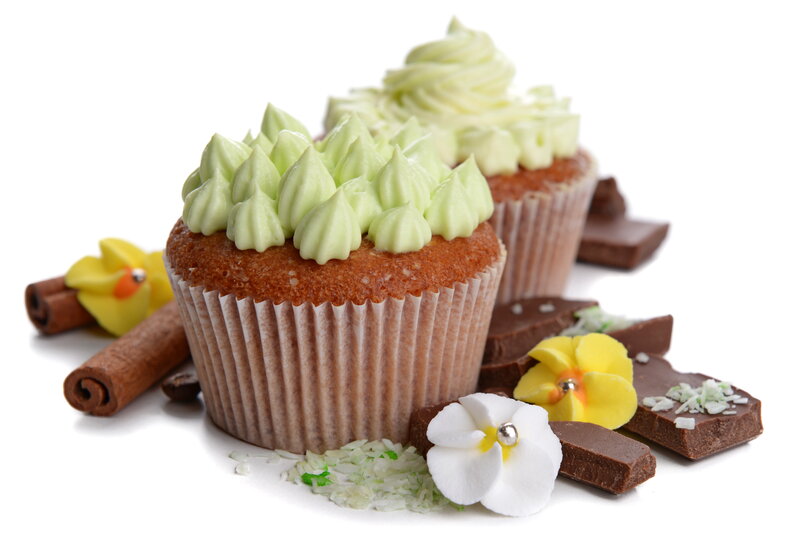 Cupcakes with Green Frosting — Brown