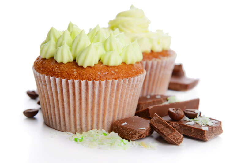 Cupcakes with Green Frosting — White