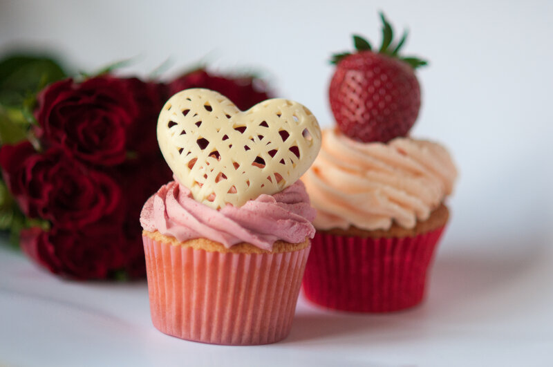 Cupcakes with Heart and Strawberry