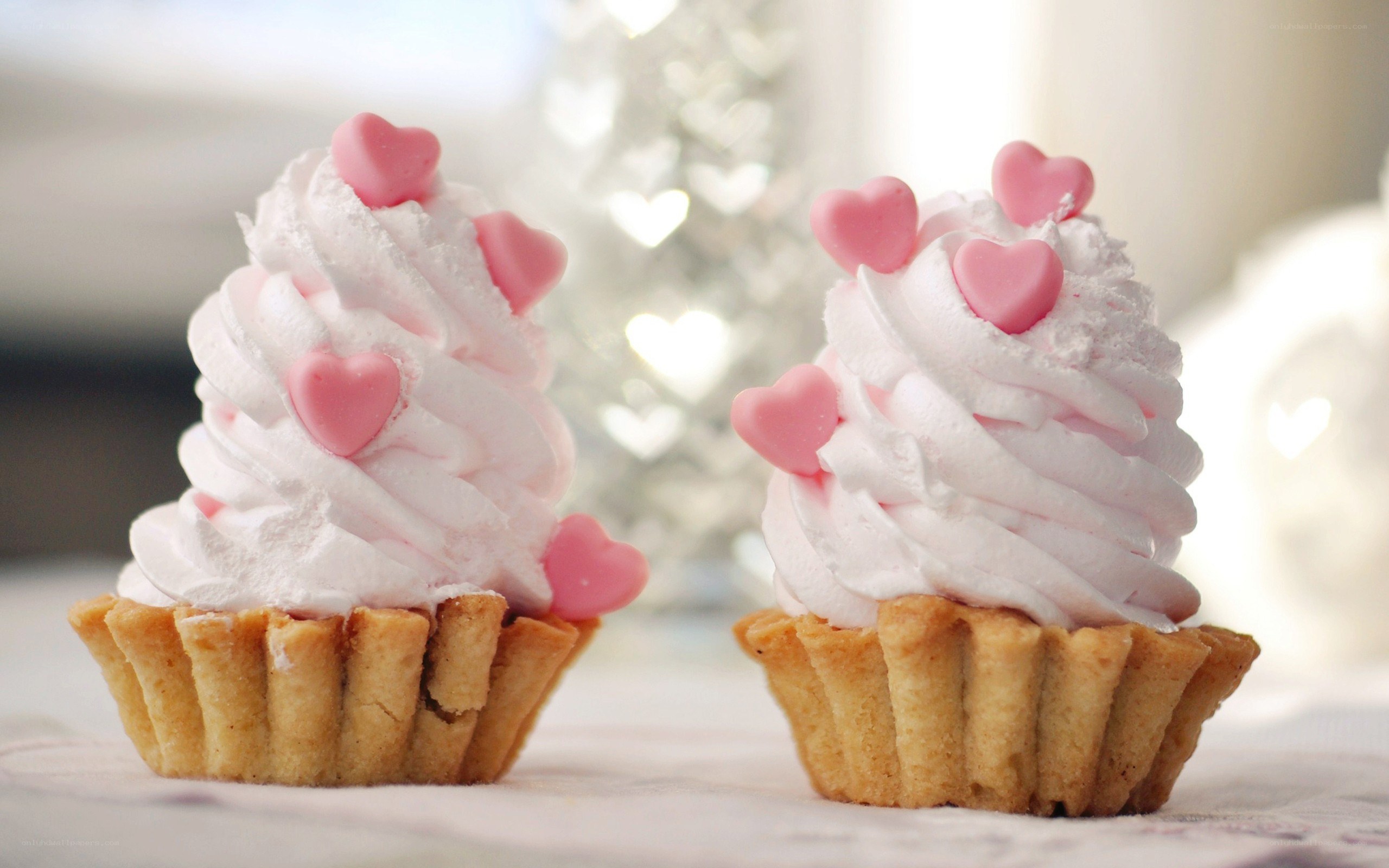 Cupcakes with heart decorations