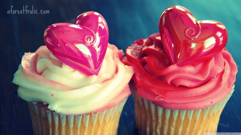 Cupcakes with heart decorations