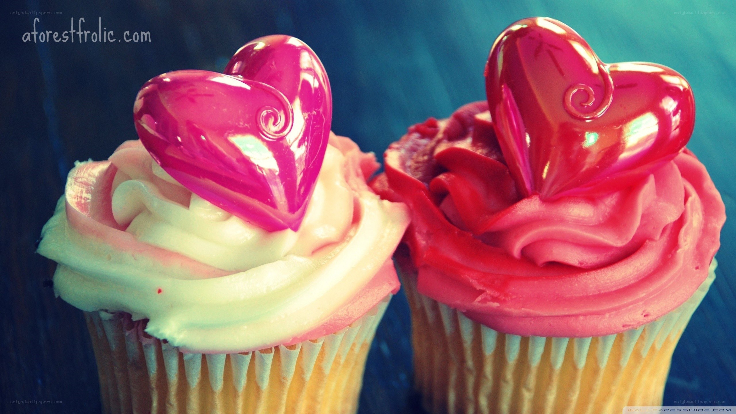 Cupcakes with heart decorations
