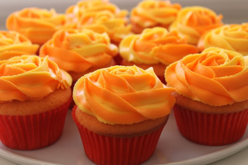 Cupcakes with Rose Frosting — Orange