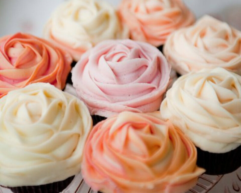 Cupcakes with Rose Frosting — Pink