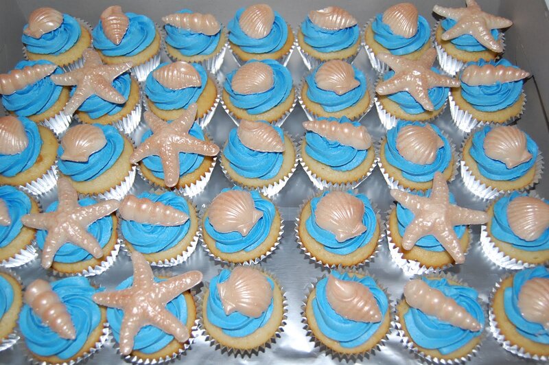 Cupcakes with Sea Decorations