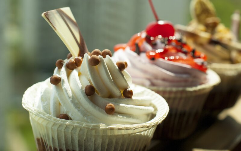 Cupcakes with Whipped Cream — White, Appetizing