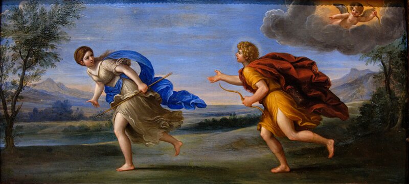Cupid Chasing a Woman