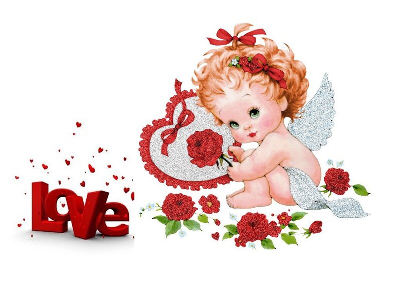 Cupid holding a heart