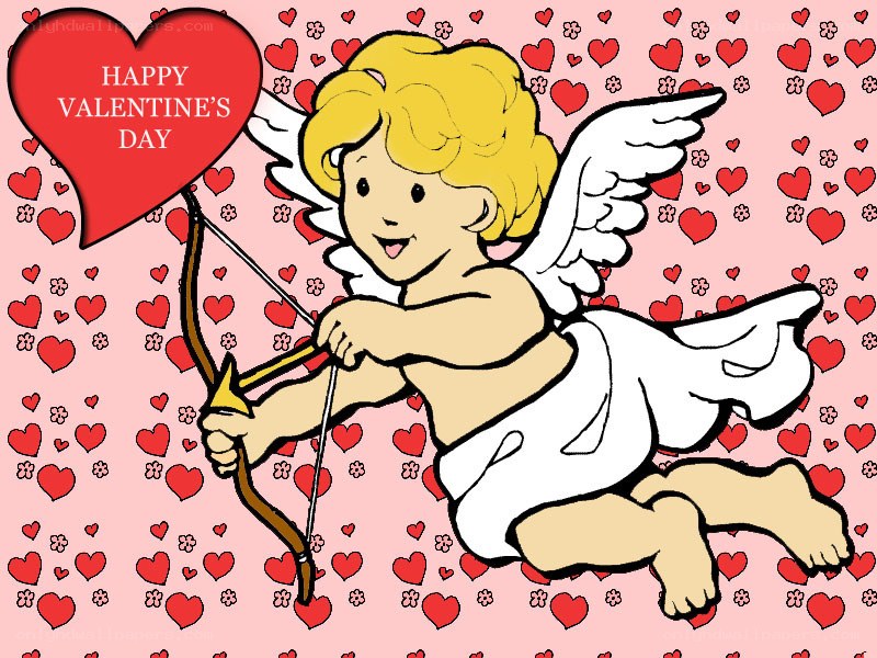 Cupid holding bow and arrow
