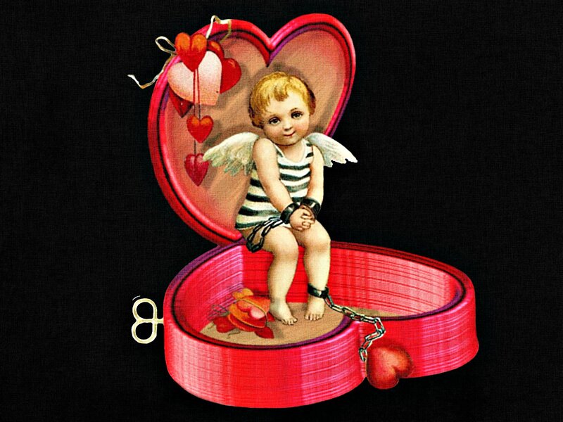 Cupid in Heart-shaped Box