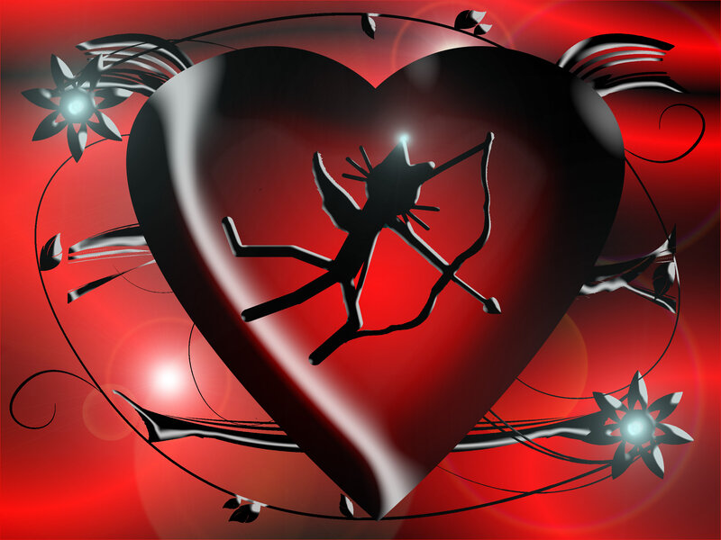 Cupid Silhouette in Heart