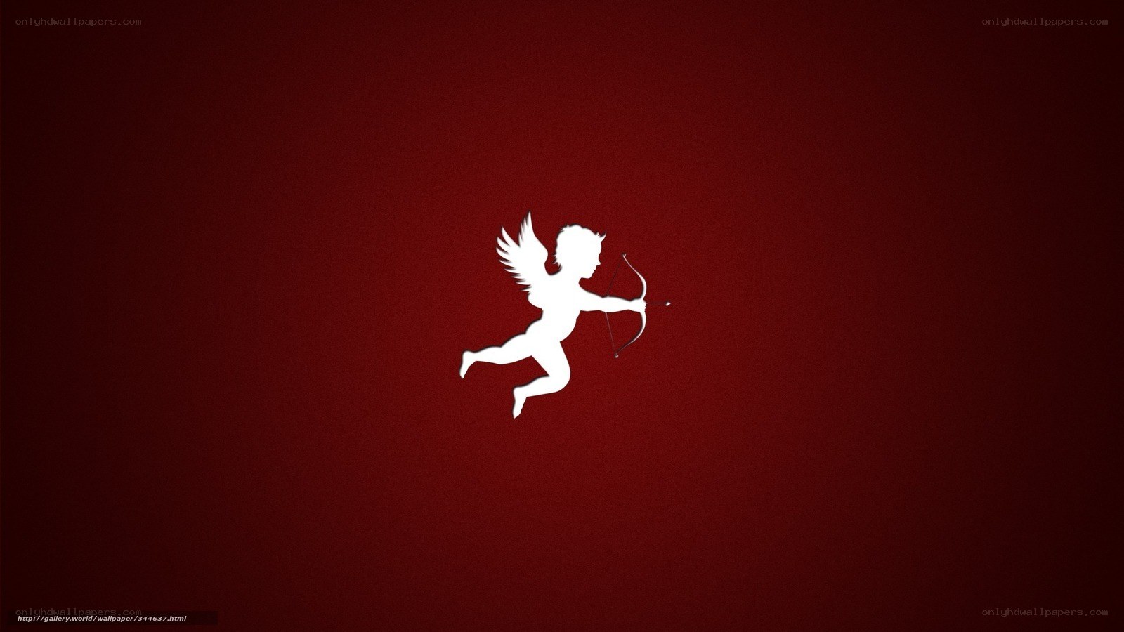 Cupid silhouette on red