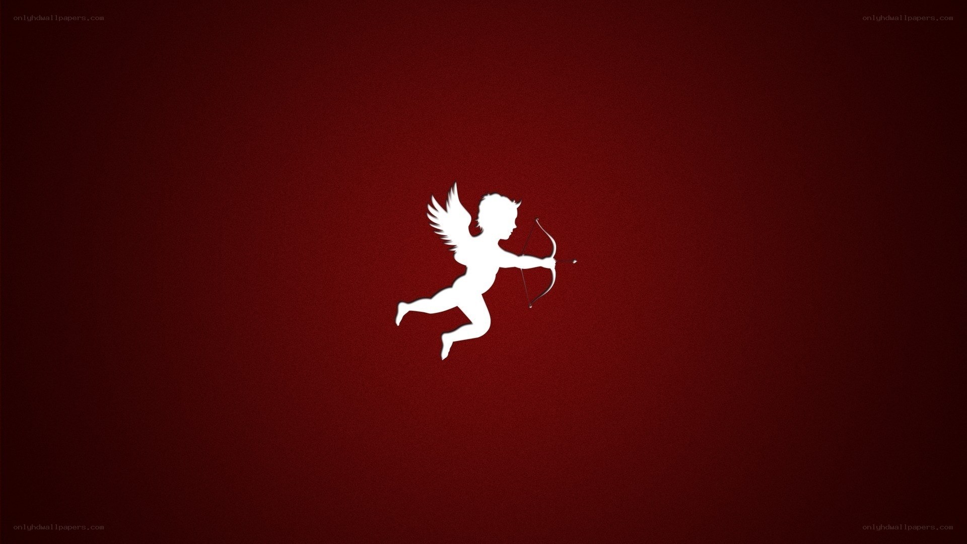 Cupid silhouette on red