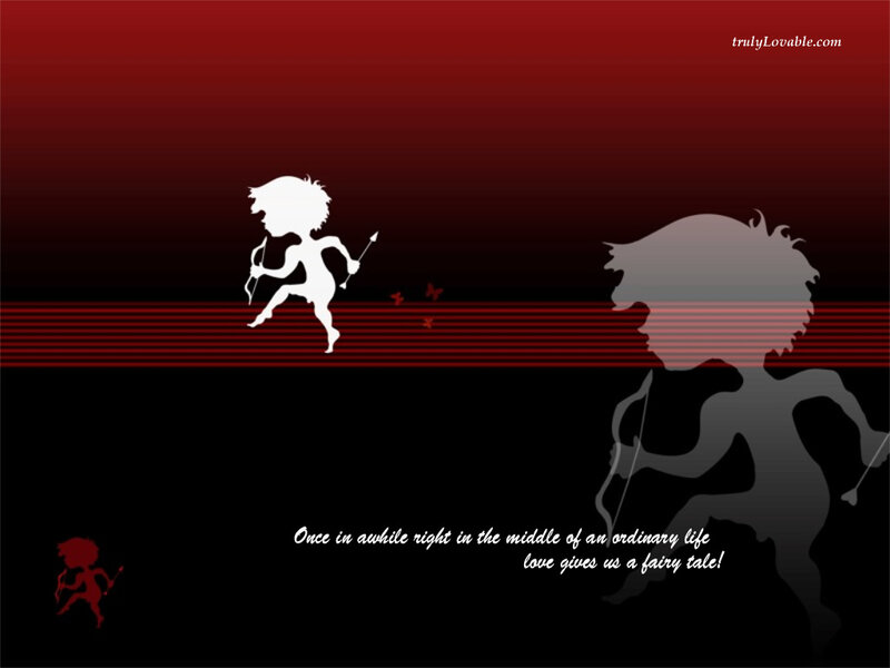 Cupid silhouettes on red