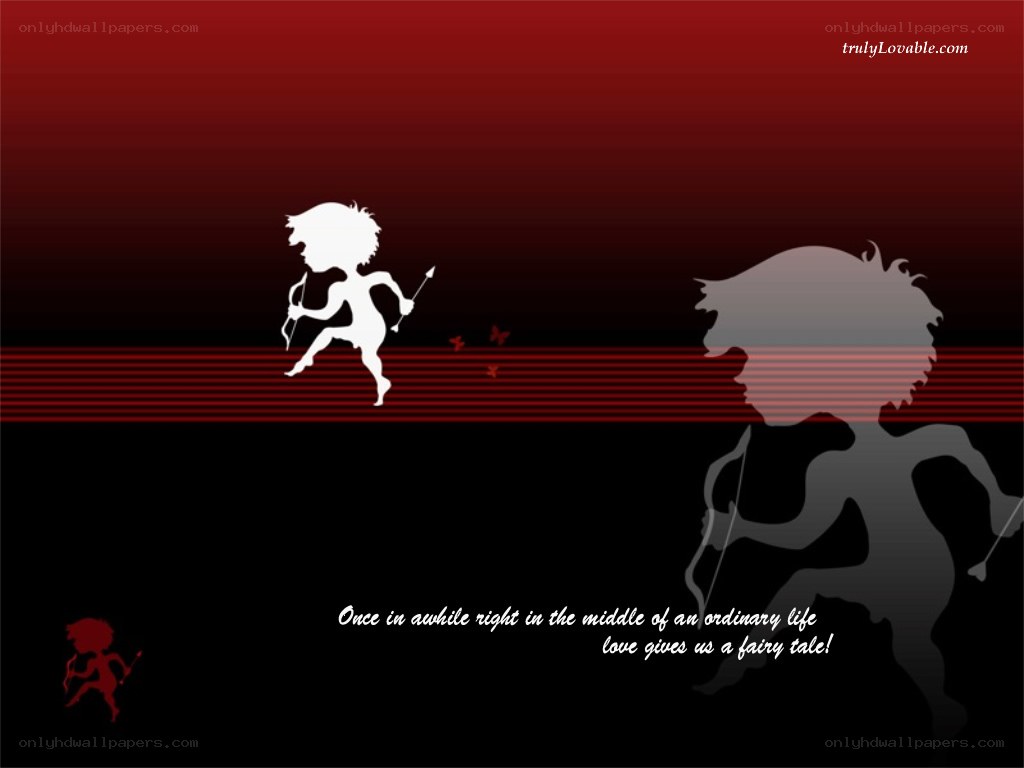 Cupid silhouettes on red