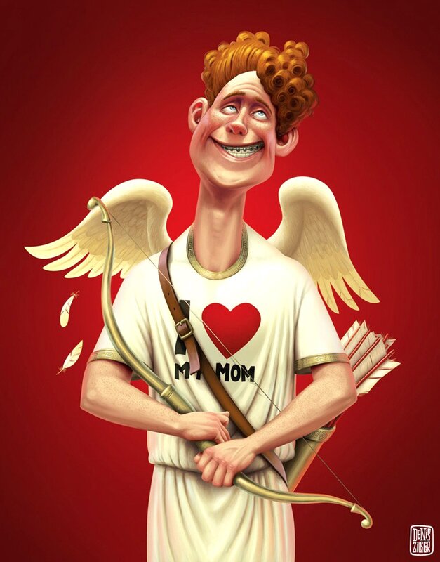 Cupid with braces and mom shirt