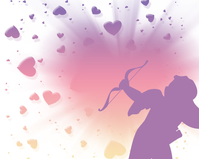Cupid with hearts