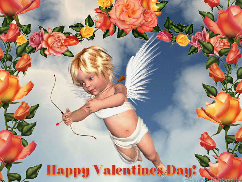 Cupid with roses