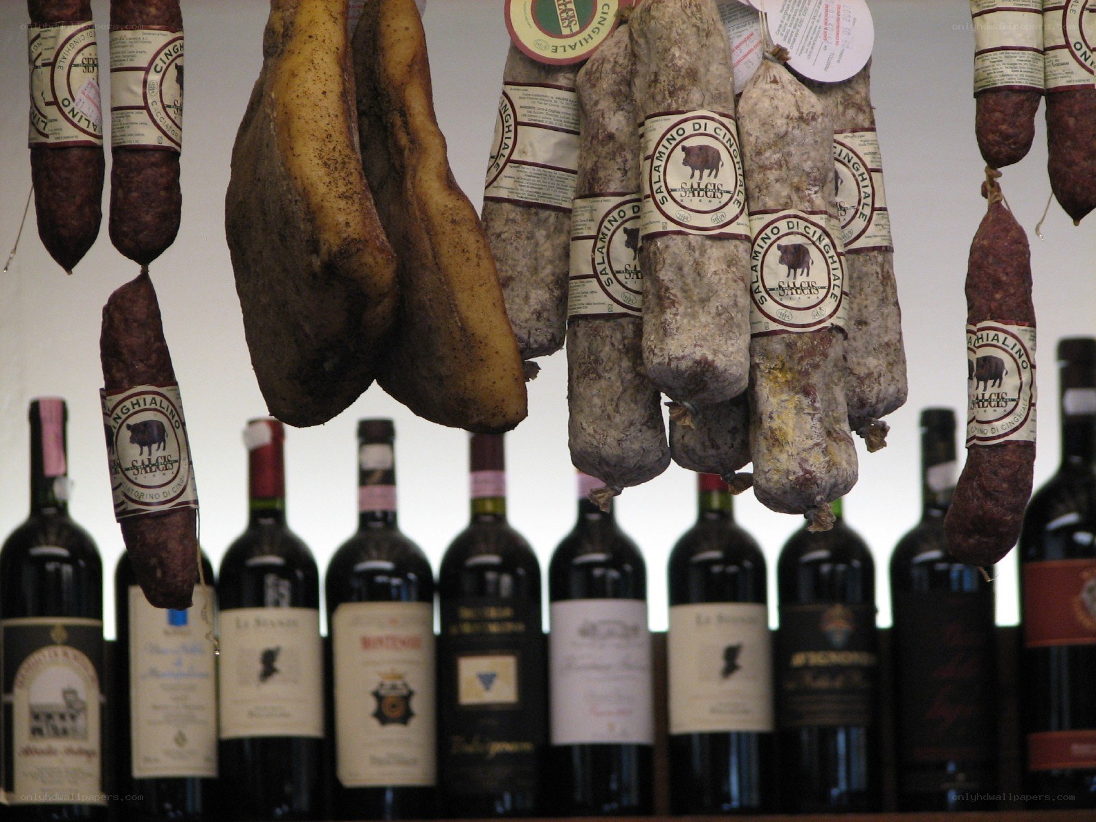 Cured meats and wine display