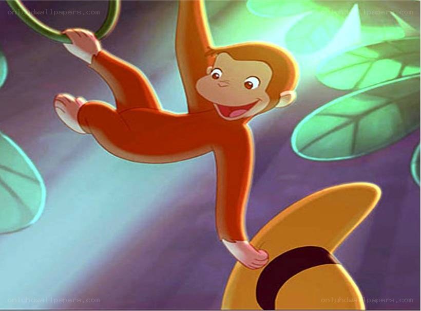 Curious George swinging on a vine