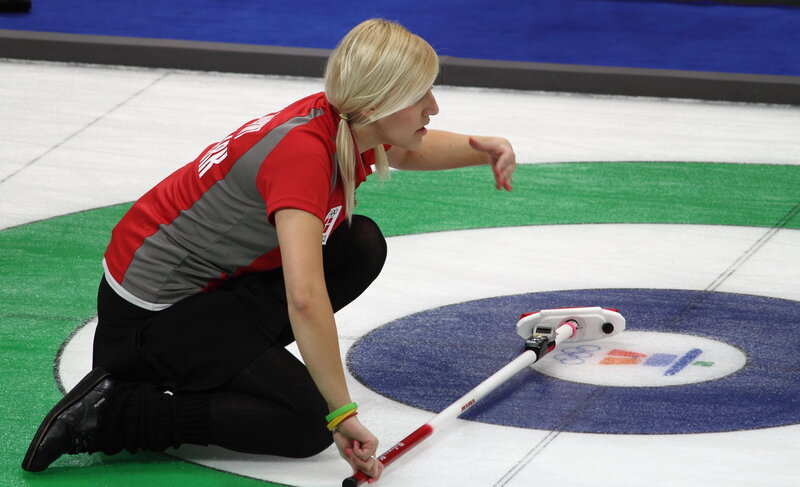 Curling athlete in action