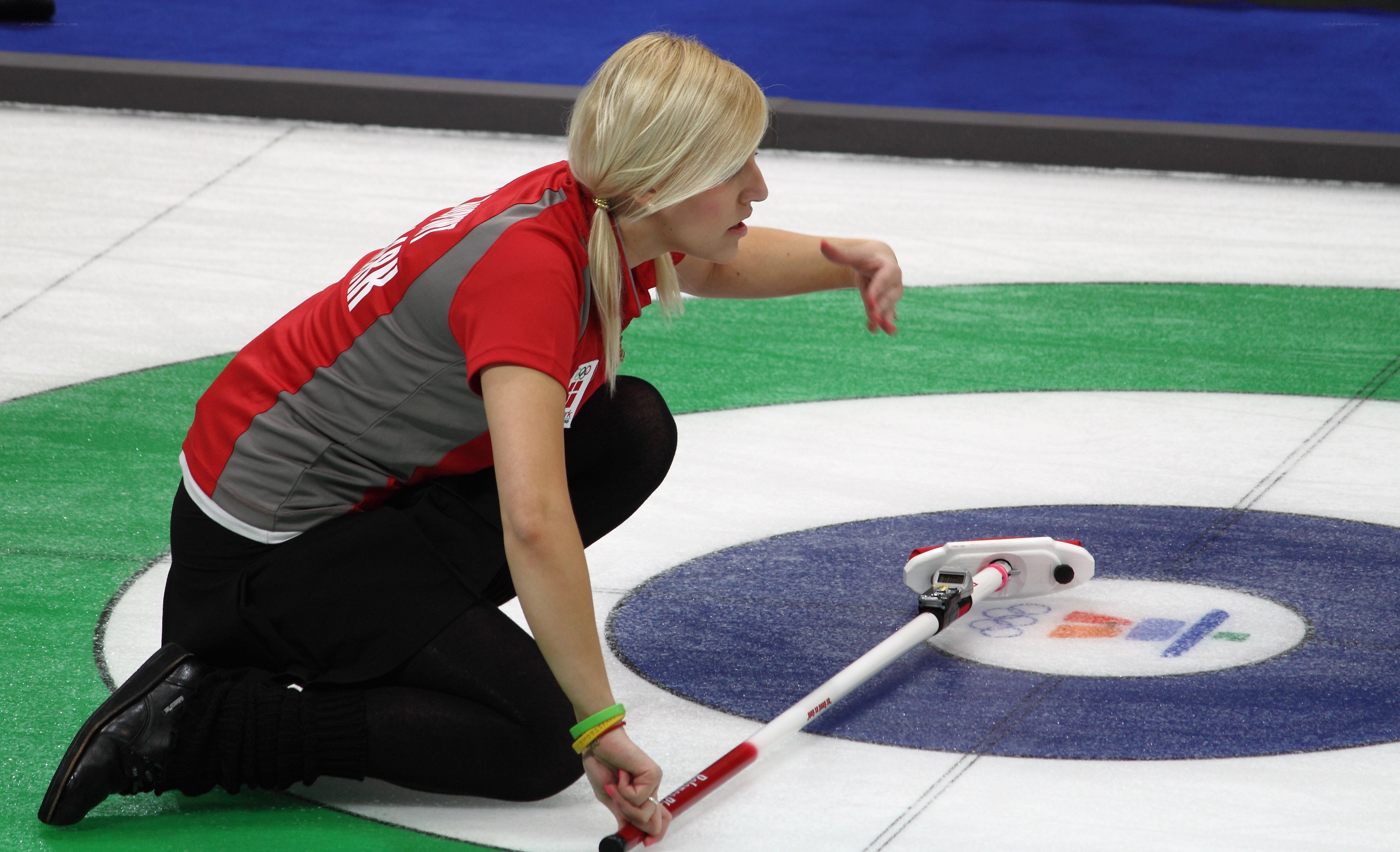 Curling athlete in action