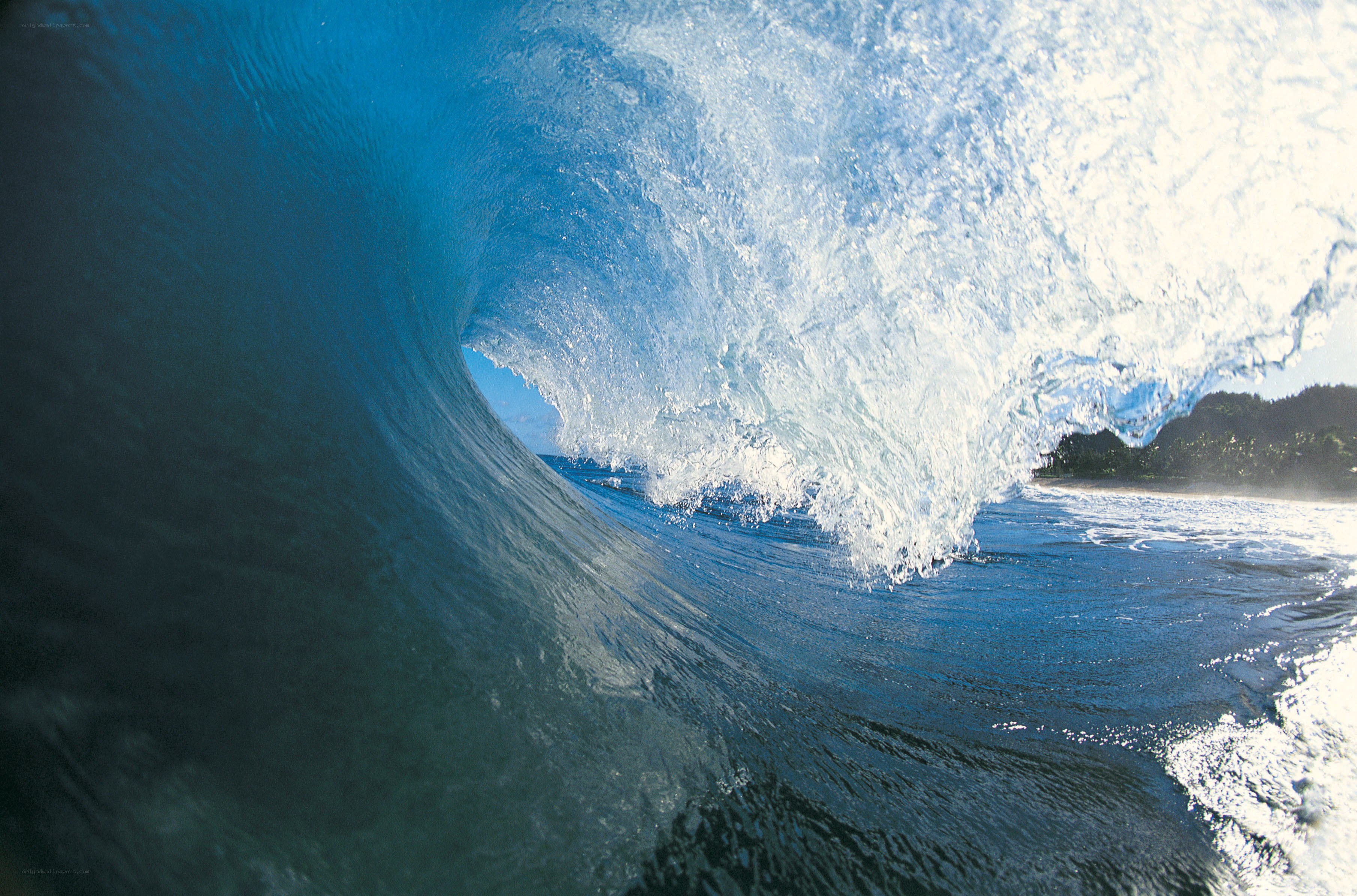 Curling ocean wave tunnel