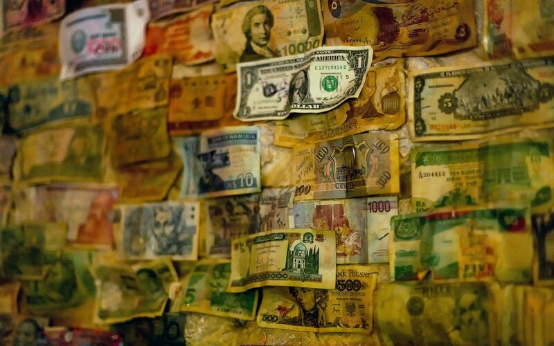 Currency Notes on Wall