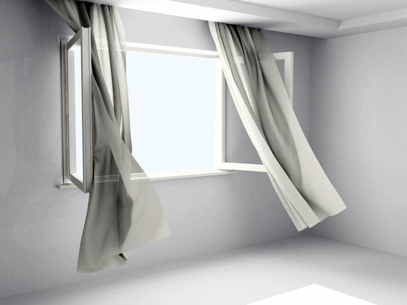 Curtains Blowing in Wind